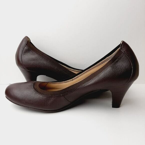 FLEXI Classic Comfort Heel Pumps Genuine Leather Brown Sz 10 - Picture 10 of 12